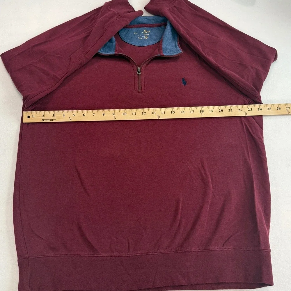 Polo Ralph Lauren Maroon Quarter Zip Pullover Sweater Mens XL Burgundy Cotton